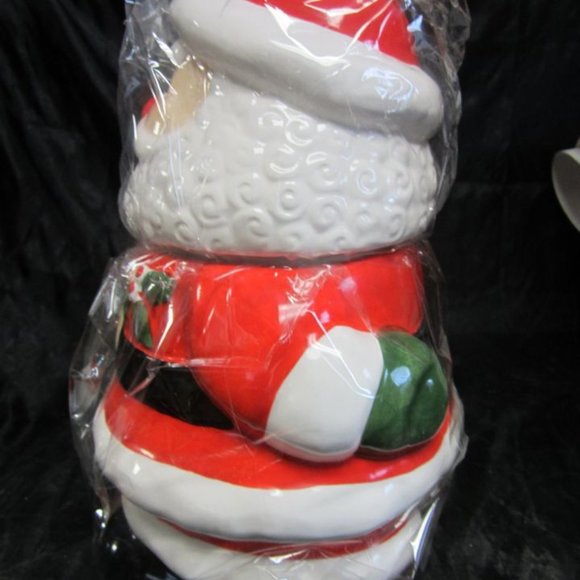 VINTAGE 70'S TO 90'S SHARE THE JOY BRAND CERAMIC MR SANTA COOKIE JAR W/ORIG PKG - Picture 6 of 10